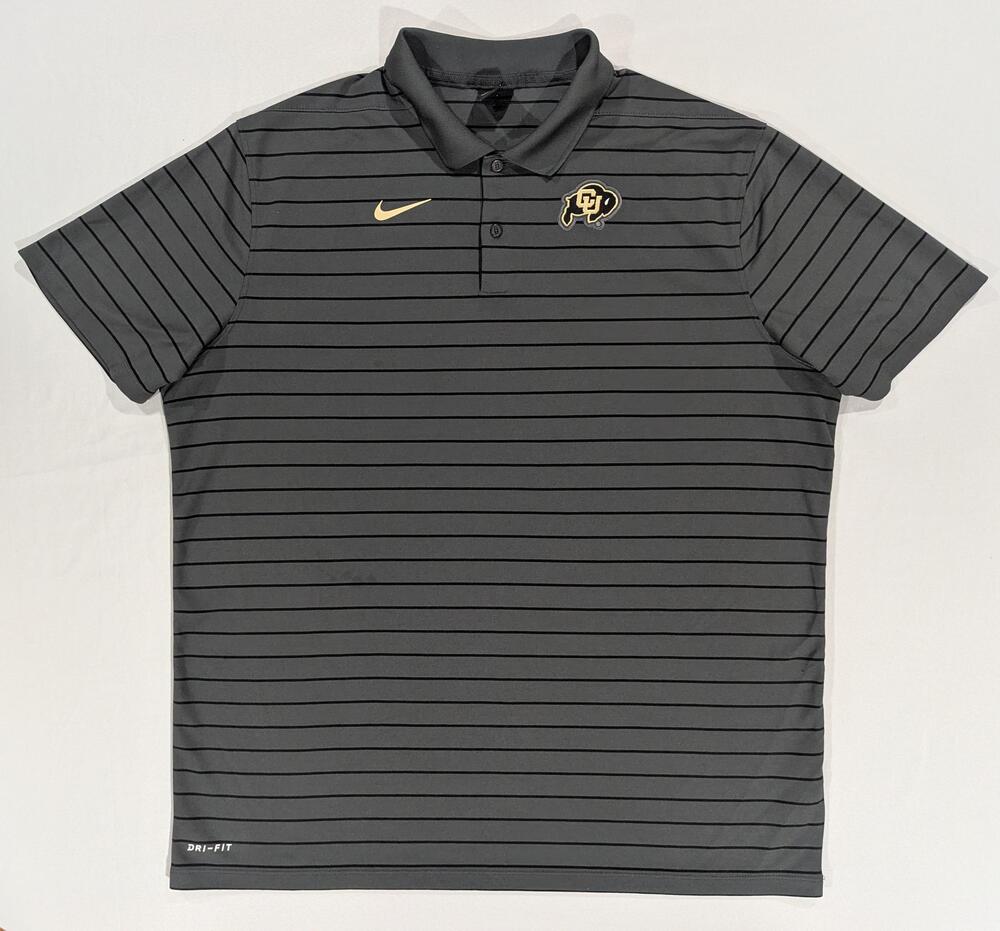 Colorado Buffaloes Shirt Mens XL Gray NCAA Football Nike Dri Fit Polo Striped